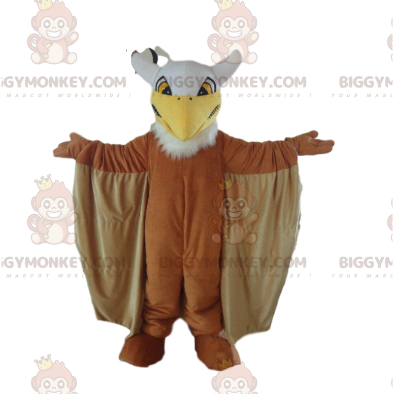 BIGGYMONKEY™ maskottiasu iso ruskea lintu, kotka, korppikotka