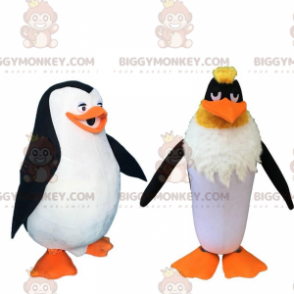 Duo de mascottes BIGGYMONKEY™ s de dessin animé, un pingouin et