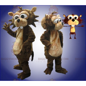 Traje de mascote de castor marrom e castanho BIGGYMONKEY™ –