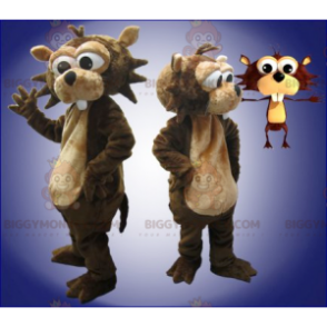 Costume de mascotte BIGGYMONKEY™ de castor marron et beige -