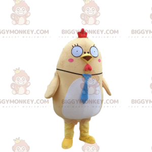 Gelb-weißes Huhn BIGGYMONKEY™ Maskottchen-Kostüm, pralles und