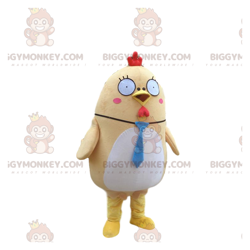 Disfraz de mascota BIGGYMONKEY™ de pollo amarillo y blanco