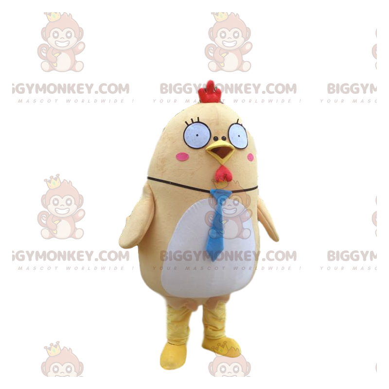 Yellow and White Chicken BIGGYMONKEY™ Mascot Costume, Plump and