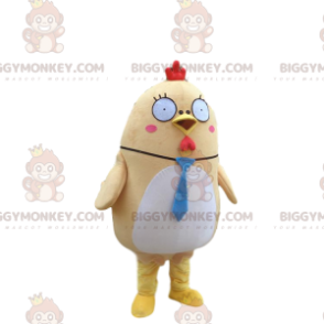 Fantasia de mascote BIGGYMONKEY™ de frango amarelo e branco