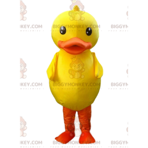 BIGGYMONKEY™ maskotkostume stor gul og orange fugl, kæmpe