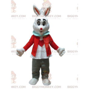 Costume de mascotte BIGGYMONKEY™ de lapin avec un cœur sur le