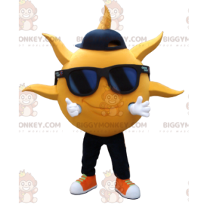 BIGGYMONKEY™ Μασκότ Κοστούμι Κίτρινο Ήλιο με γυαλιά ηλίου -