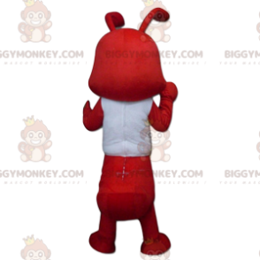 BIGGYMONKEY™ maskotkostume af røde myrer klædt i hvidt. kæmpe