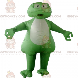 Costume da mascotte BIGGYMONKEY™ rana verde e bianca, costume