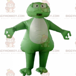 Στολή μασκότ BIGGYMONKEY™ Green and White Frog, Φουσκωτό