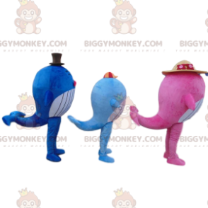 3 BIGGYMONKEY™s colorful whale mascots, 3 giant fish –