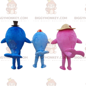 3 BIGGYMONKEY™s colorful whale mascots, 3 giant fish –