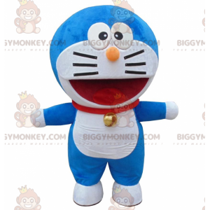 BIGGYMONKEY™ mascottekostuum van Doraemon, beroemde blauw-witte