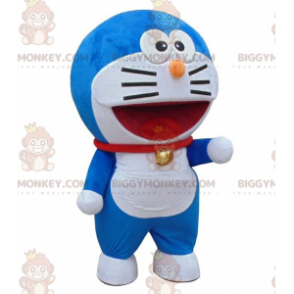 BIGGYMONKEY™ costume mascotte di Doraemon, famoso gatto bianco