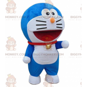 BIGGYMONKEY™ maskotkostume af Doraemon, berømt blå og hvid kat