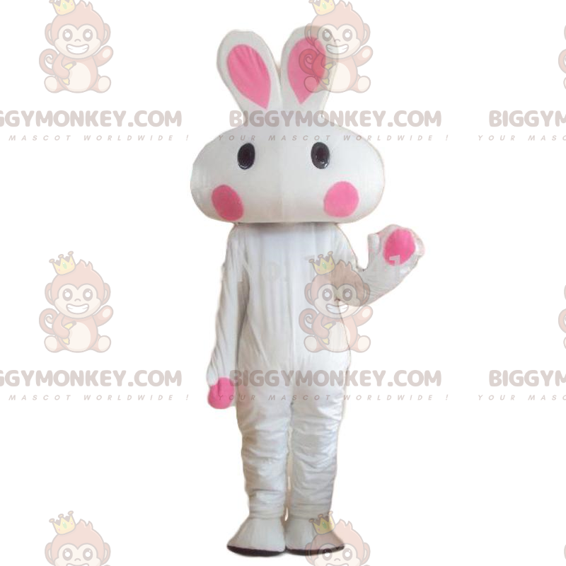 Disfraz de mascota BIGGYMONKEY™ de conejo blanco y rosa