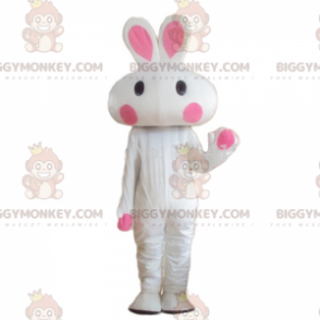 Costume de mascotte BIGGYMONKEY™ de lapin blanc et rose