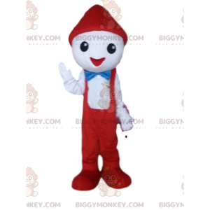 BIGGYMONKEY™ Mascot Costume White Character With Red Overalls -