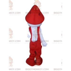 BIGGYMONKEY™ maskotkostume hvid karakter med røde overalls -