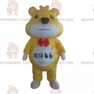 Gelb-weißer Teddybär BIGGYMONKEY™ Maskottchen-Kostüm