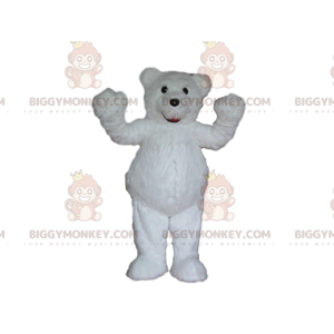 Plys hvid bjørn BIGGYMONKEY™ maskot kostume, hvid bamse kostume
