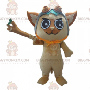 Traje de mascote Cat BIGGYMONKEY™ com capacete de piloto e