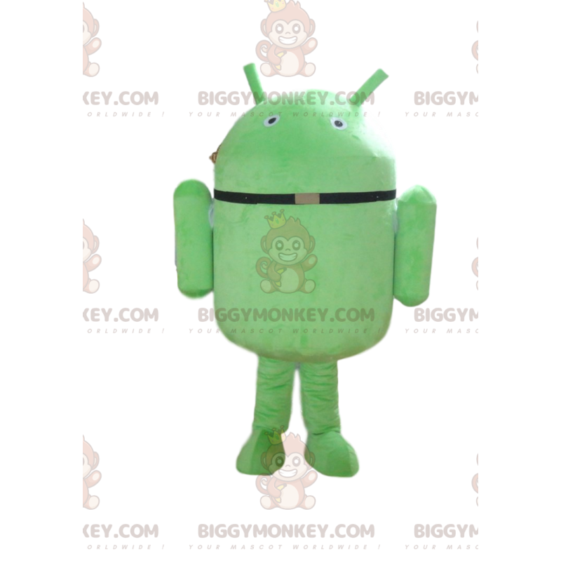 BIGGYMONKEY™ Android mascot costume, green robot costume, GSM