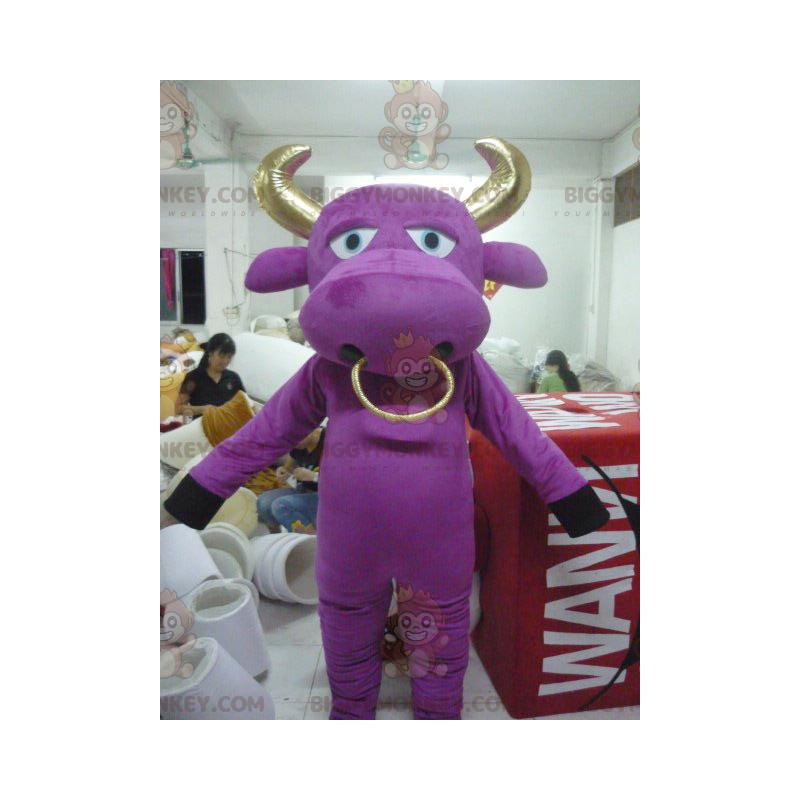 BIGGYMONKEY™ Bull Purple and Gold Cow-maskotkostume -