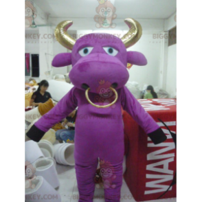 BIGGYMONKEY™ Bull Purple and Gold Cow Mascot Costume –