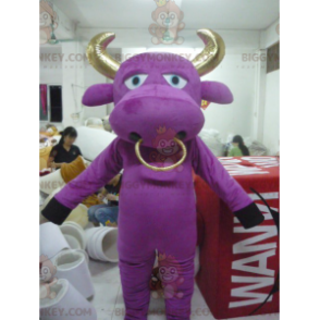 Kostým maskota BIGGYMONKEY™ Bull Purple and Gold Cow –