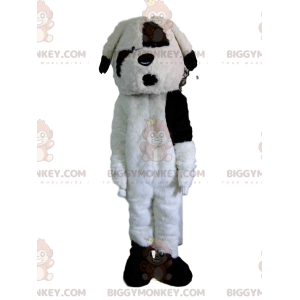 Traje de mascote BIGGYMONKEY™ de cachorro preto e branco