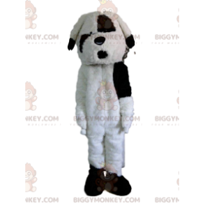 Costume da mascotte BIGGYMONKEY™ cane bianco e nero, costume da