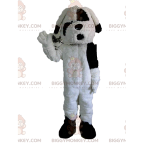 Costume da mascotte BIGGYMONKEY™ cane bianco e nero, costume da