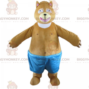 BIGGYMONKEY™ maskot kostume buttet og sød brun bjørn, sumo