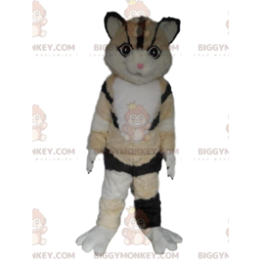 BIGGYMONKEY™ mascot costume of tricolor cat, beige, white and