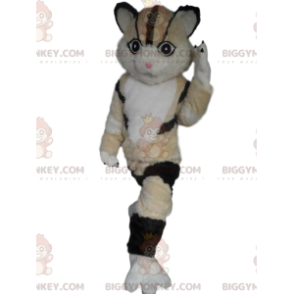 BIGGYMONKEY™ mascot costume of tricolor cat, beige, white and