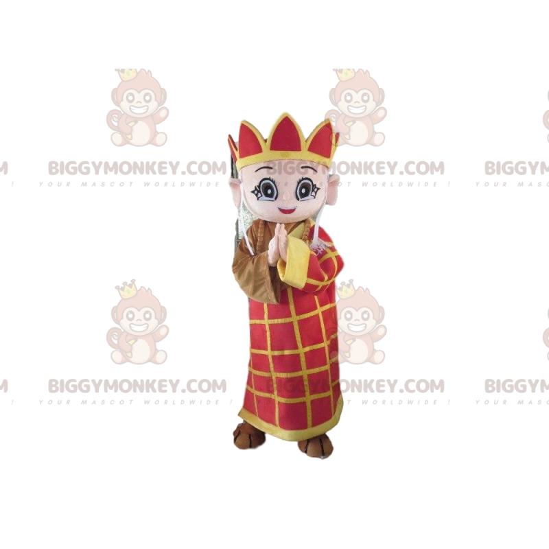 Kostým maskota BIGGYMONKEY™ žlutý a červený mnich, kostým krále