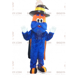 Blauw en oranje harige man BIGGYMONKEY™ mascottekostuum -