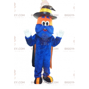 Traje de mascote de homem peludo azul e laranja BIGGYMONKEY™ –