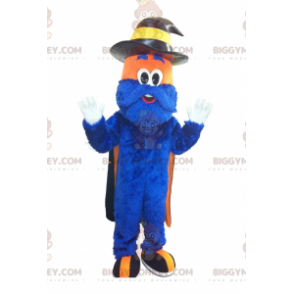 Blauw en oranje harige man BIGGYMONKEY™ mascottekostuum -