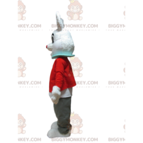 Hvid kanin BIGGYMONKEY™ maskotkostume med hjerte på maven -