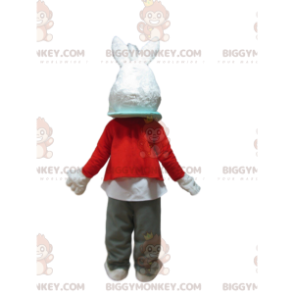 Kostým maskota bílého králíka BIGGYMONKEY™ se srdcem na břiše –