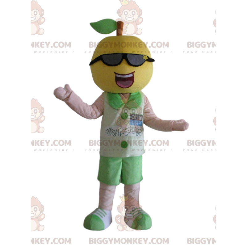 Costume da mascotte BIGGYMONKEY™ limone con occhiali da sole