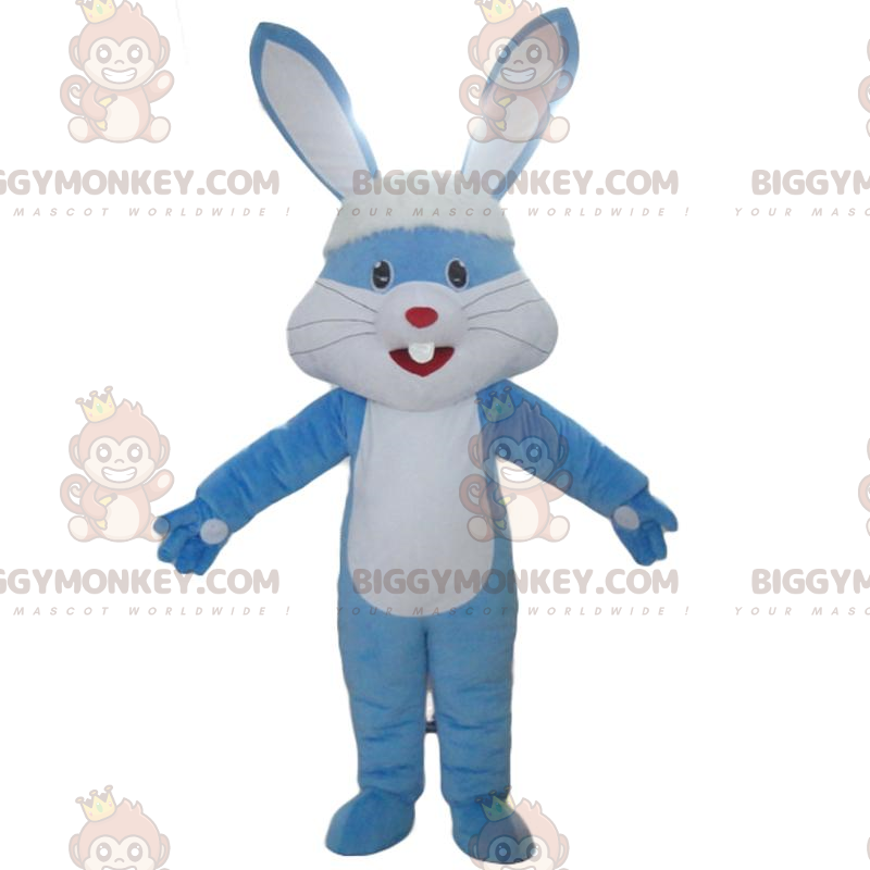 Costume de mascotte BIGGYMONKEY™ de lapin bleu et blanc