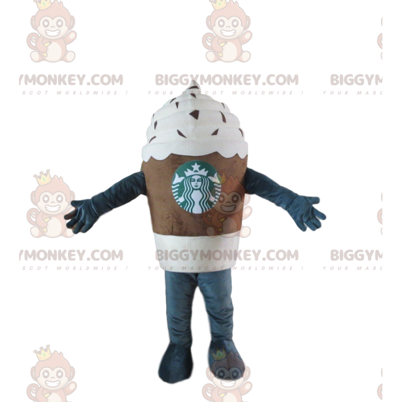 Traje de mascote Starbucks café gelado BIGGYMONKEY™, fantasia