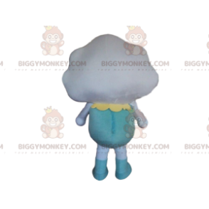 White cloud BIGGYMONKEY™ mascot costume dressed in blue, cloud