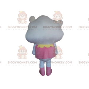 White cloud BIGGYMONKEY™ mascot costume dressed in pink, cloud