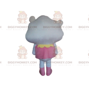 White cloud BIGGYMONKEY™ mascot costume dressed in pink, cloud