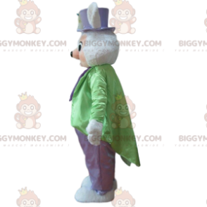 Costume de mascotte BIGGYMONKEY™ de lapin blanc habillé d'un