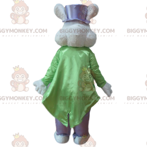 Traje Mascote Coelho Branco BIGGYMONKEY™ Traje Elegante –